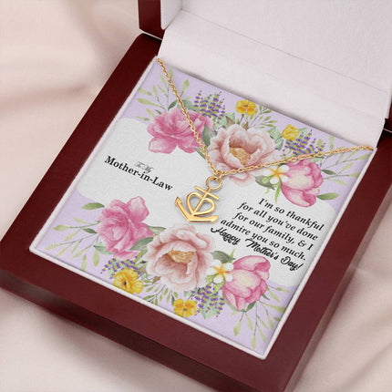 Christian anchor pendant necklace with "To My Mother-in-Law Happy Mother's Day" message — modern Mother's Day gift for mother-in-law, in luxury gift box