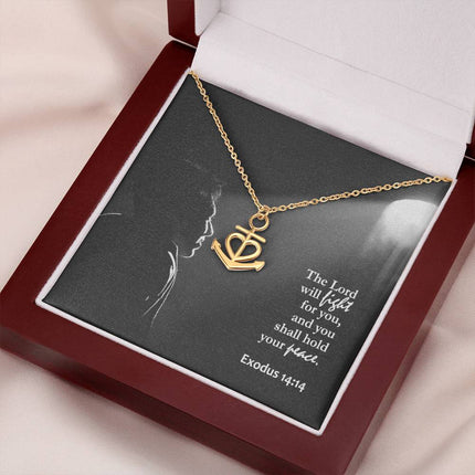 Exodus 14:14 Anchor Pendant Necklace | The Lord Will Fight for You