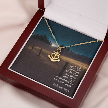 Hebrews 11:30 Anchor Pendant Necklace | Walls of Jericho Faith Gift