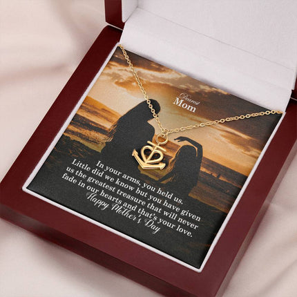 Christian anchor pendant necklace with "Dearest Mom Happy Mother's Day Gift" message — modern Mother's Day gift for mom, in luxury gift box