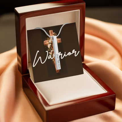 Warrior | Christian Engraved 4-Sided Stick Necklace | Gift for Her