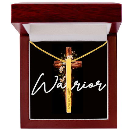 Warrior | Christian Engraved 4-Sided Stick Necklace | Gift for Her