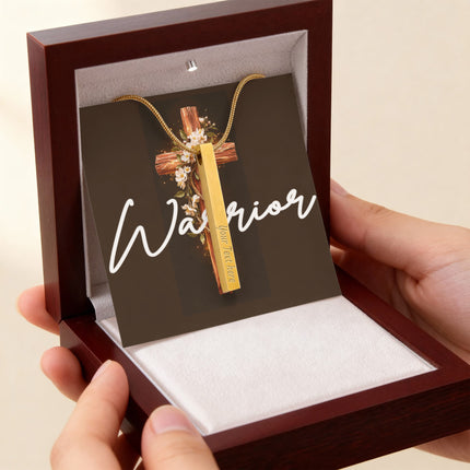 Warrior | Christian Engraved 4-Sided Stick Necklace | Gift for Her
