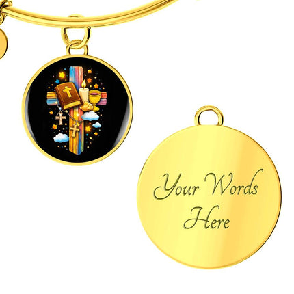 Holy Bible & Chalice Circle Bangle – Christian Gift for Kids