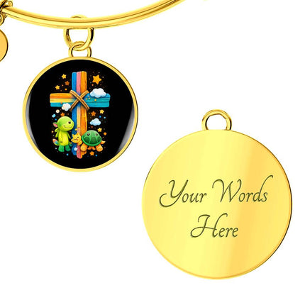 Dinosaur & Turtle Circle Bangle – Christian Gift for Kids