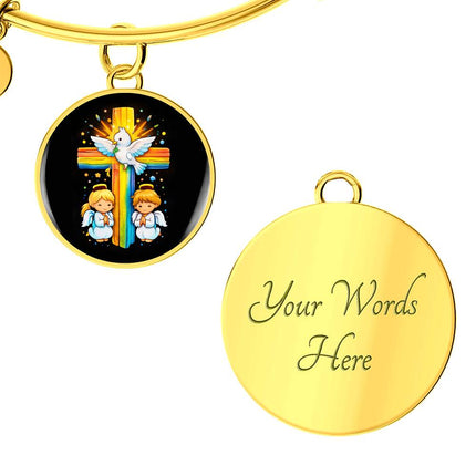 Dove & Praying Angels Circle Bangle – Christian Gift for Kids