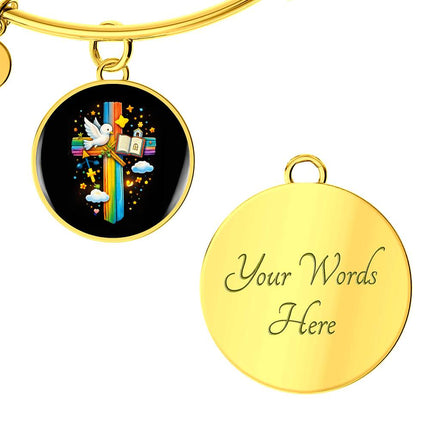 Dove & Holy Bible Circle Bangle – Christian Gift for Kids