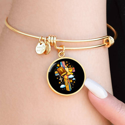 Holy Bible & Chalice Circle Bangle – Christian Gift for Kids