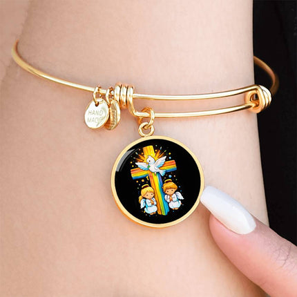 Dove & Praying Angels Circle Bangle – Christian Gift for Kids