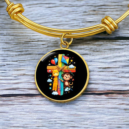 Giraffe & Monkey Circle Bangle – Christian Gift for Kids