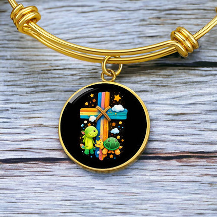 Dinosaur & Turtle Circle Bangle – Christian Gift for Kids