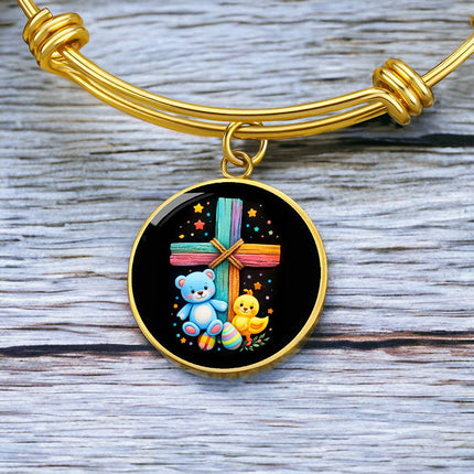 Teddy Bear & Duckling Circle Bangle – Christian Gift for Kids