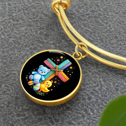 Teddy Bear & Duckling Circle Bangle – Christian Gift for Kids