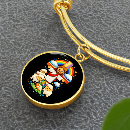 Jesus With the Sheep Circle Bangle – Christian Gift for Kids