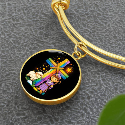 Little Shepherd & Lamb Circle Bangle – Christian Gift for Kids