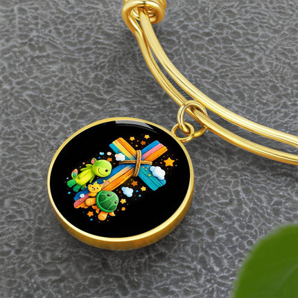 Dinosaur & Turtle Circle Bangle – Christian Gift for Kids