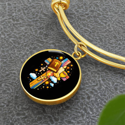 Holy Bible & Chalice Circle Bangle – Christian Gift for Kids