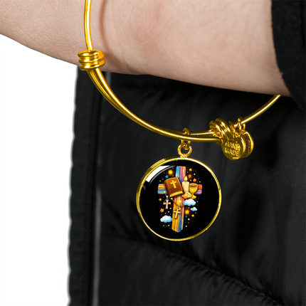 Holy Bible & Chalice Circle Bangle – Christian Gift for Kids