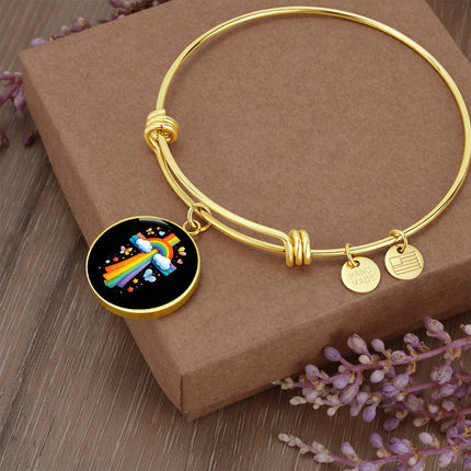 Rainbow & Butterflies Cross Circle Bangle – Christian Gift for Kids