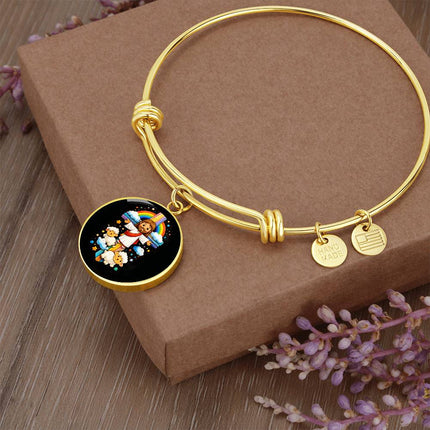 Jesus & Little Lambs Circle Bangle – Christian Gift for Kids