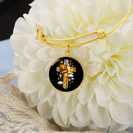 Holy Bible & Chalice Circle Bangle – Christian Gift for Kids