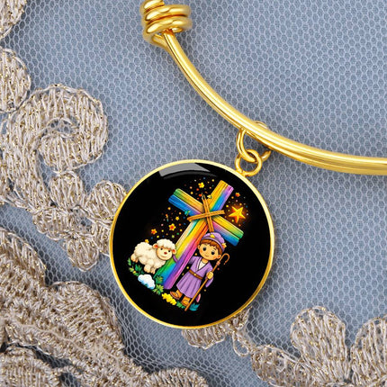 Little Shepherd & Lamb Circle Bangle – Christian Gift for Kids
