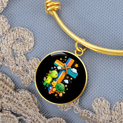 Dinosaur & Turtle Circle Bangle – Christian Gift for Kids