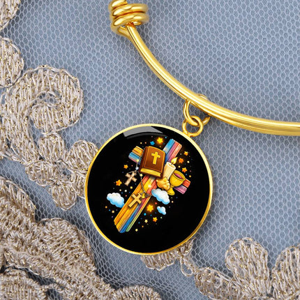 Holy Bible & Chalice Circle Bangle – Christian Gift for Kids