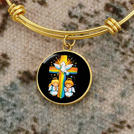 Dove & Praying Angels Circle Bangle – Christian Gift for Kids