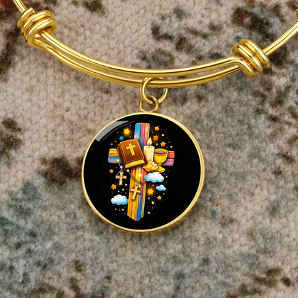 Holy Bible & Chalice Circle Bangle – Christian Gift for Kids