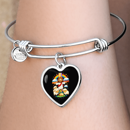 Jesus With the Sheep Heart Bangle – Christian Gift for Kids