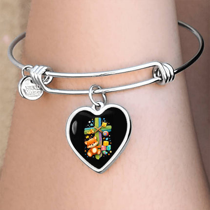 Kitten & ABC Blocks Heart Bangle – Christian Gift for Kids