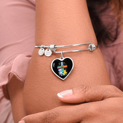 Teddy Bear & Duckling Heart Bangle – Christian Gift for Kids