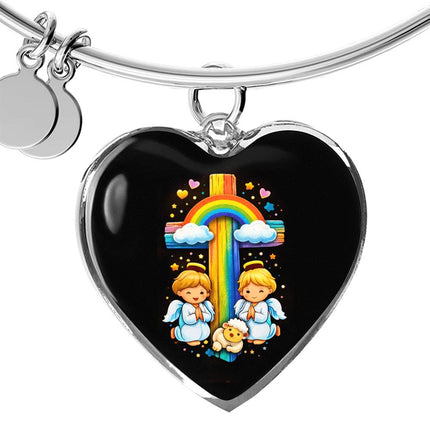 Angels & Lamb Heart Bangle – Christian Gift for Kids