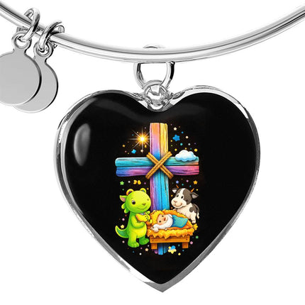 Nativity Manger Heart Bangle – Christian Gift for Kids