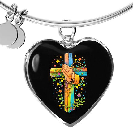 Praying Hands Heart Bangle – Christian Gift for Kids