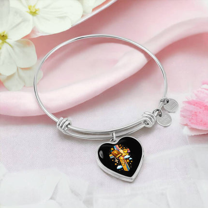 Holy Bible & Chalice Heart Bangle – Christian Gift for Kids