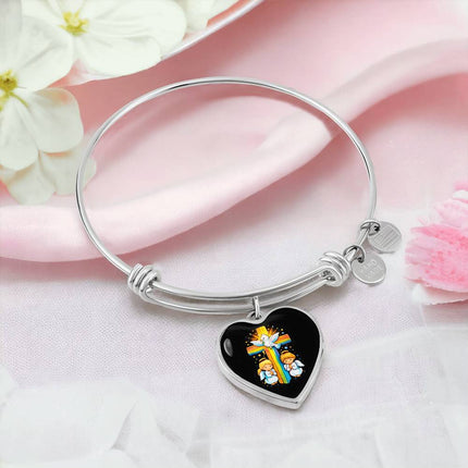 Dove & Praying Angels Heart Bangle – Christian Gift for Kids