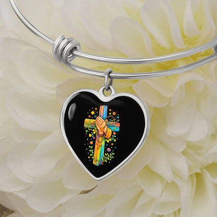 Praying Hands Heart Bangle – Christian Gift for Kids