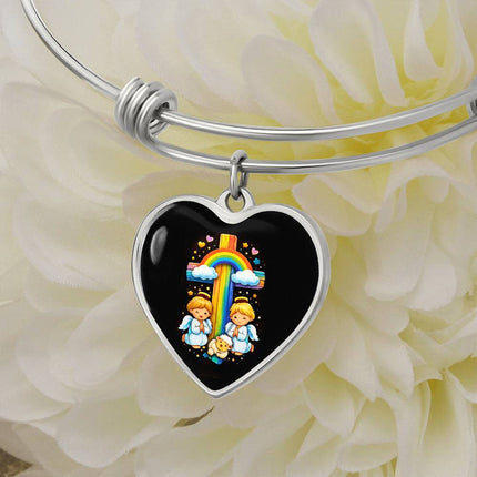 Angels & Lamb Heart Bangle – Christian Gift for Kids