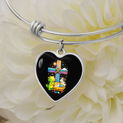Nativity Manger Heart Bangle – Christian Gift for Kids