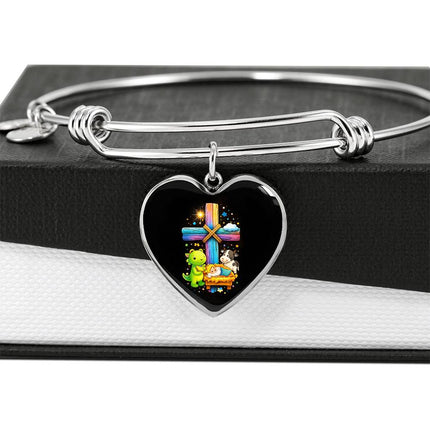 Nativity Manger Heart Bangle – Christian Gift for Kids