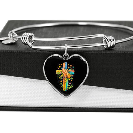 Praying Hands Heart Bangle – Christian Gift for Kids