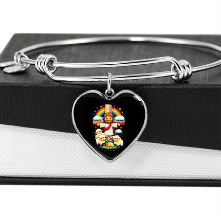 Jesus With the Sheep Heart Bangle – Christian Gift for Kids