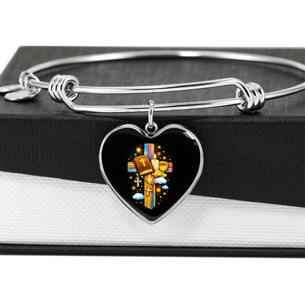 Holy Bible & Chalice Heart Bangle – Christian Gift for Kids