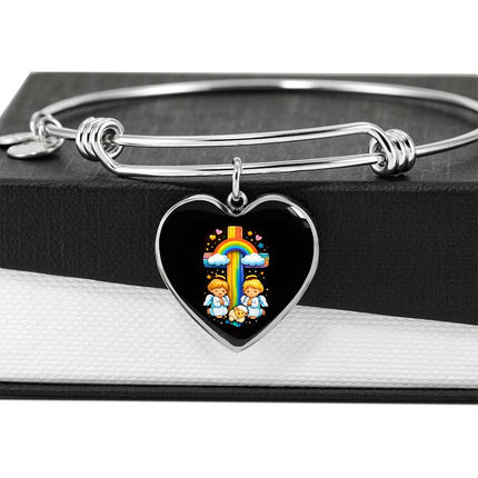 Angels & Lamb Heart Bangle – Christian Gift for Kids