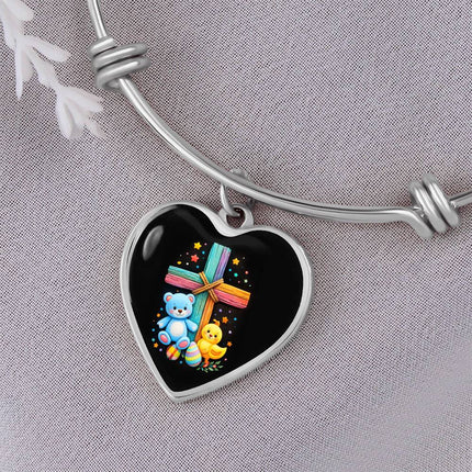 Teddy Bear & Duckling Heart Bangle – Christian Gift for Kids