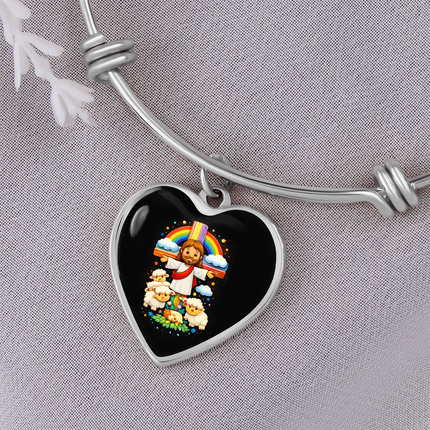 Jesus With the Sheep Heart Bangle – Christian Gift for Kids