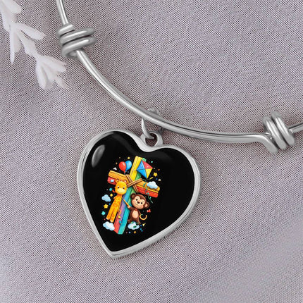 Giraffe & Monkey Heart Bangle – Christian Gift for Kids