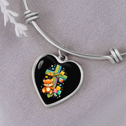 Kitten & ABC Blocks Heart Bangle – Christian Gift for Kids